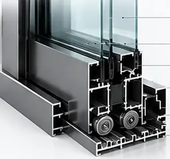 Aluminum frame and glass structure illustration