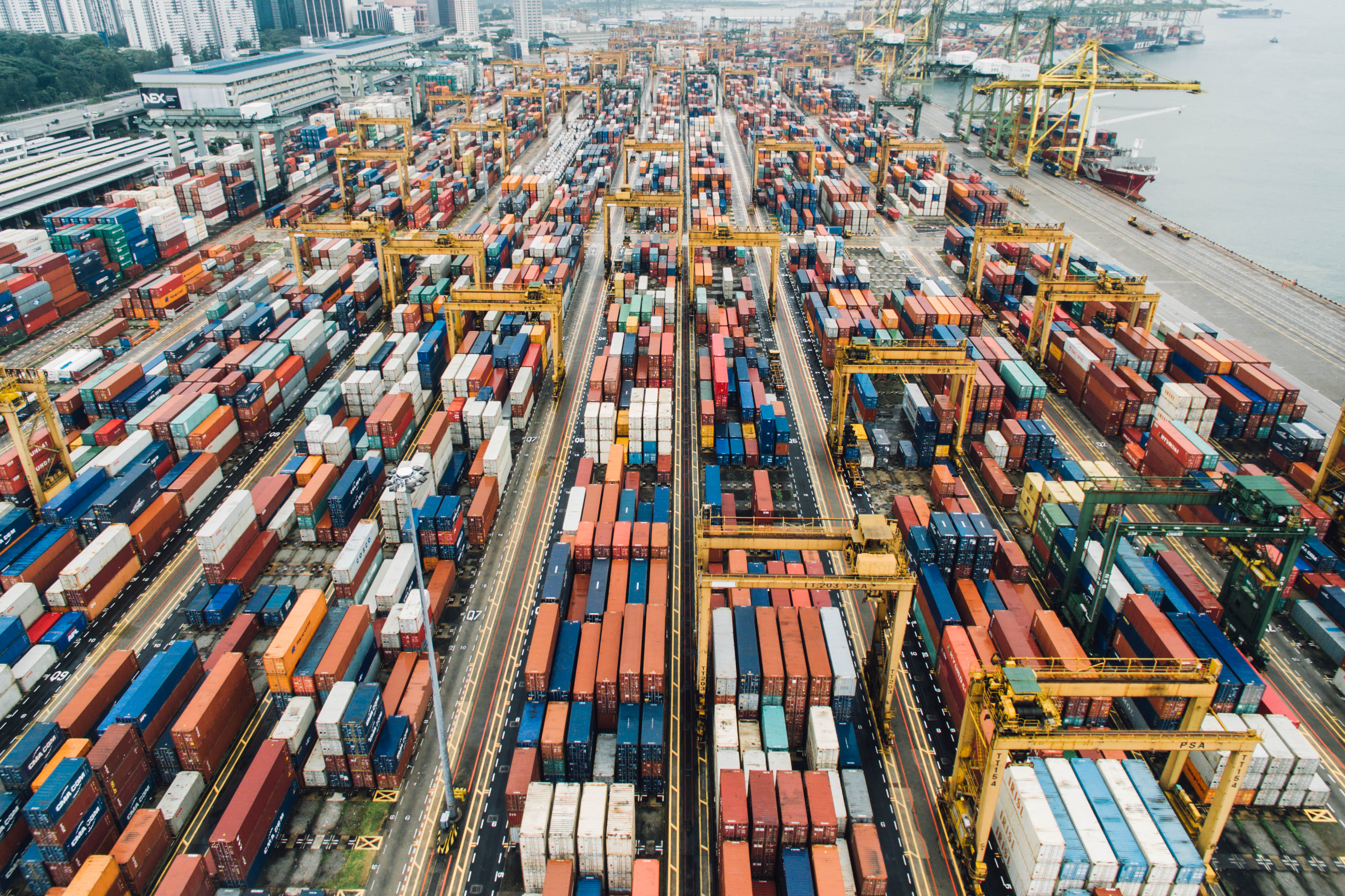 Container terminal representing coordinated international delivery